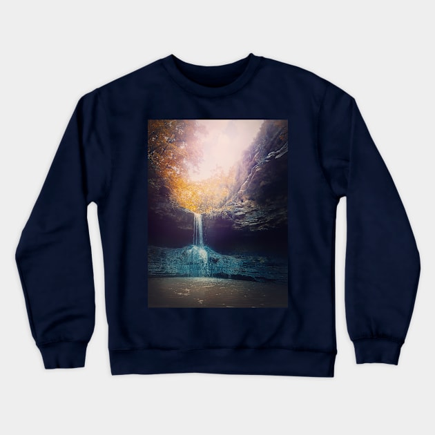 Small creek waterfall Crewneck Sweatshirt by psychoshadow